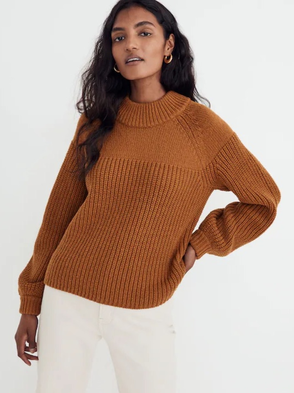 NWT Madewell Ribbed Mock Neck Sweater - Brown